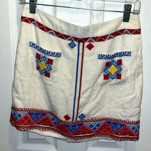 URBAN OUTFITTER Sz M Embroidered/CrossStich Mini; Primary Colors; Aztec Inspired